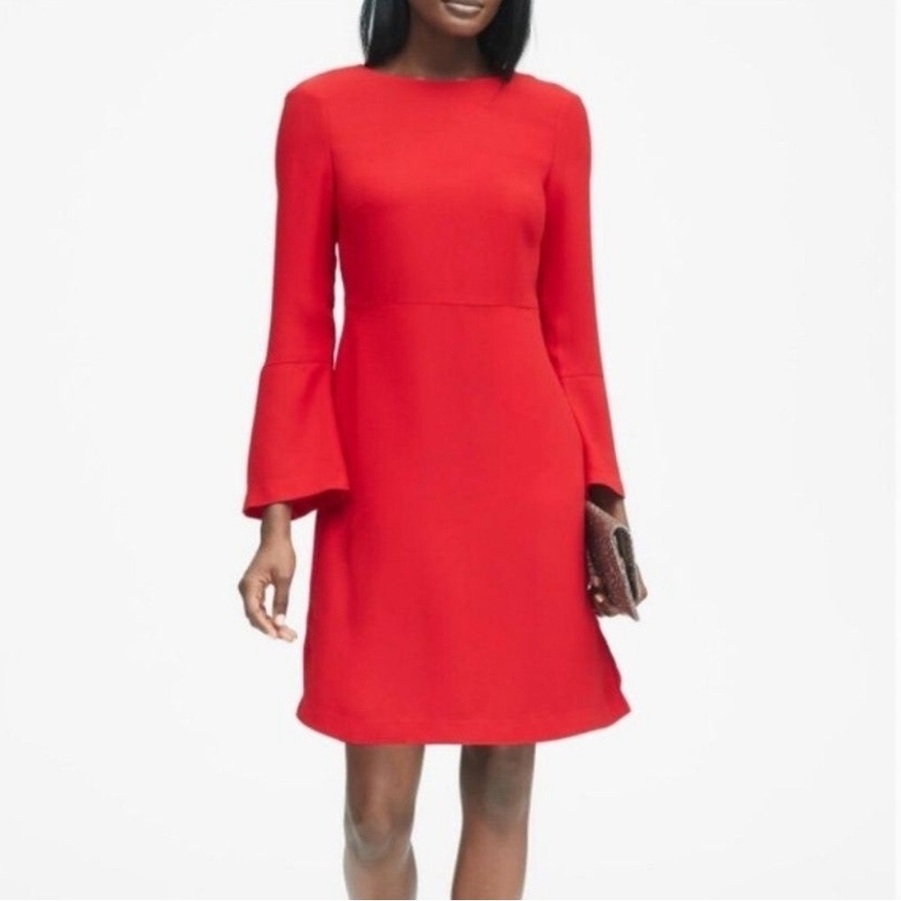NWT Banana Republic Vibrant Red Long Sleeve Dress